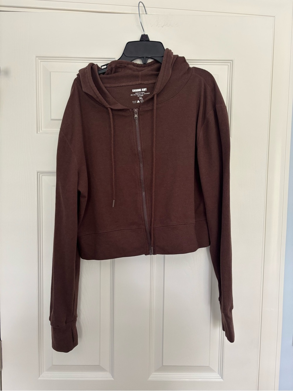 Cropped Zip-Up Hoodie - Chocolate Brown